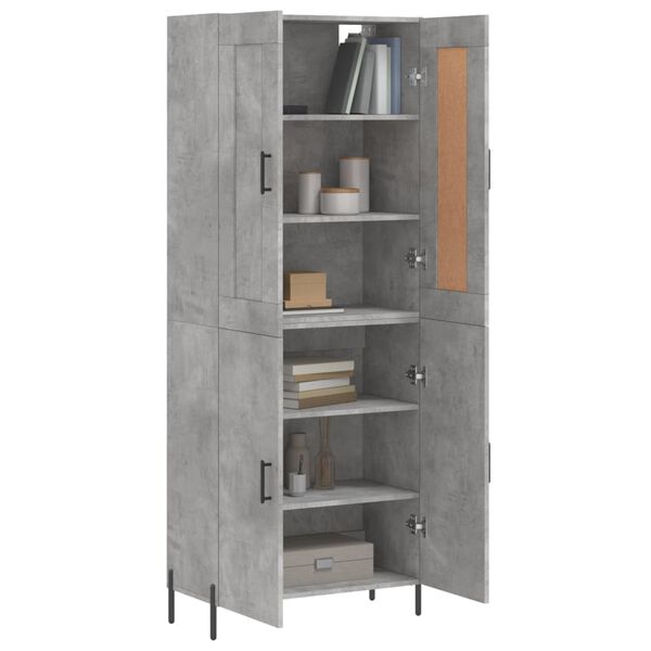 vidaXL Skř&iacute;ň highboard betonově &scaron;ed&aacute; 69,5x34x180 cm kompozitn&iacute; dřevo