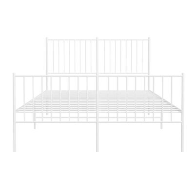 vidaXL Kovový rám postele s hlavovým a nožním čelem bílý 135 x 190 cm