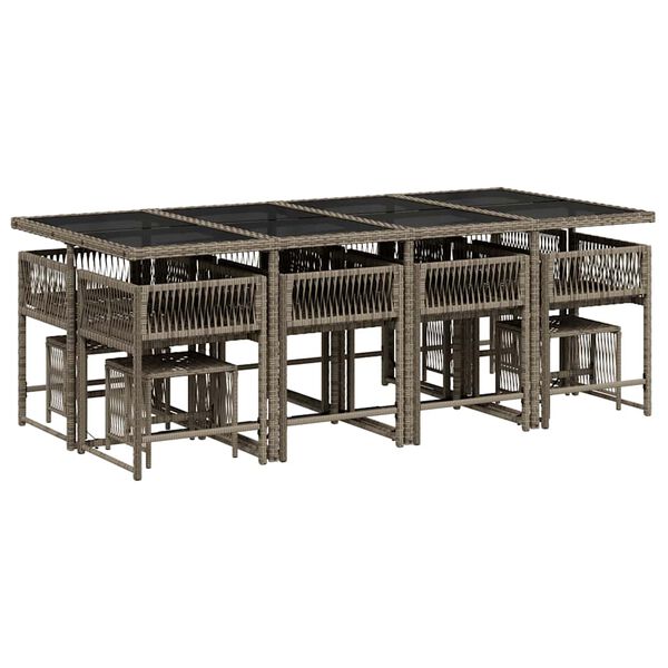 vidaXL 13d&iacute;ln&yacute; zahradn&iacute; j&iacute;deln&iacute; set s podu&scaron;kami &scaron;ed&yacute; polyratan