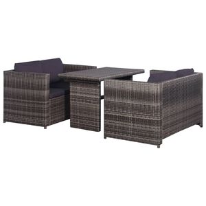 vidaXL 3d&iacute;ln&yacute; bistro set s podu&scaron;kami hněd&yacute; polyratan &scaron;ed&yacute;