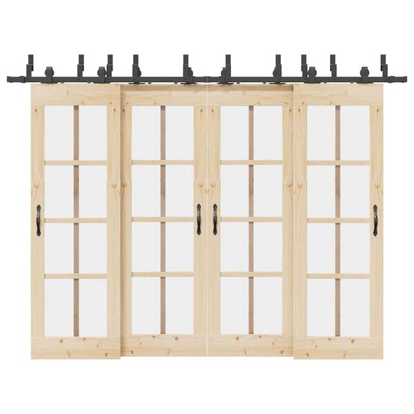 vidaXL Sada př&iacute;slu&scaron;enstv&iacute; pro posuvn&eacute; dveře 305 cm ocelov&aacute; čern&aacute;