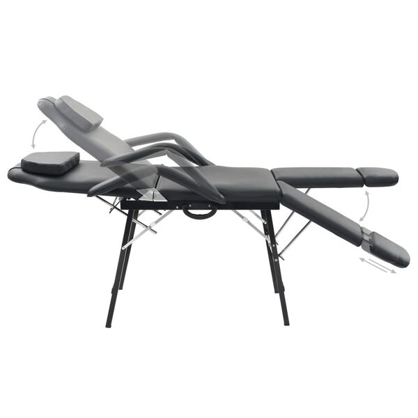 vidaXL Přenosné kosmetické křeslo z umělé kůže 185 x 78 x 76 cm černé