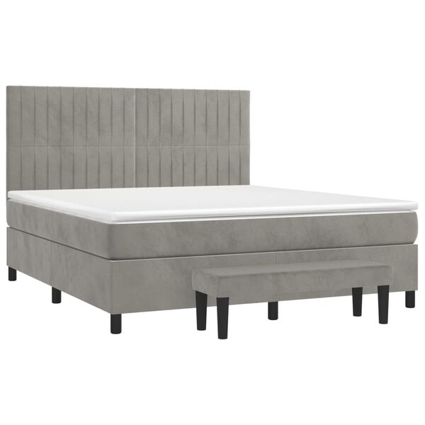 vidaXL Box spring postel s matrac&iacute; světle &scaron;ed&aacute; 160x200 cm samet