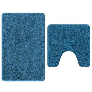 vidaXL Sada protiskluzov&yacute;ch koupelnov&yacute;ch rohož&iacute; 2 ks Modr&aacute; 50 x 50 cm