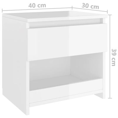 vidaXL Noční stolek bílý s vysokým leskem 40x30x39 cm dřevotříska