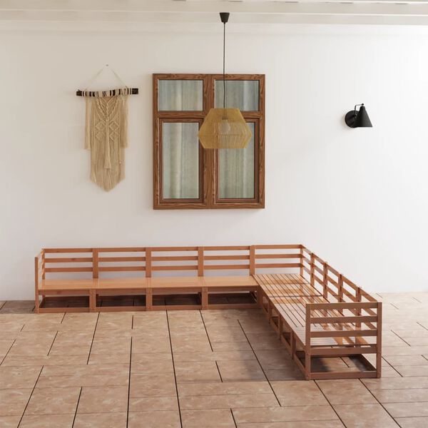 vidaXL 9d&iacute;ln&aacute; zahradn&iacute; sedac&iacute; souprava medově hněd&aacute; masivn&iacute; borovice