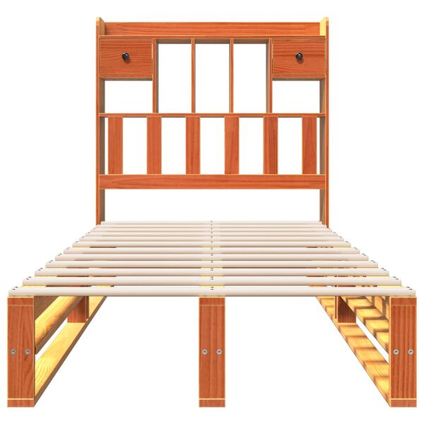 vidaXL Postel s knihovnou bez matrace hněd&aacute; 75x190 cm masivn&iacute; borovice