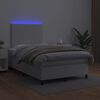 vidaXL Box spring postel s matrac&iacute; a LED b&iacute;l&aacute; 120x200 cm uměl&aacute; kůže