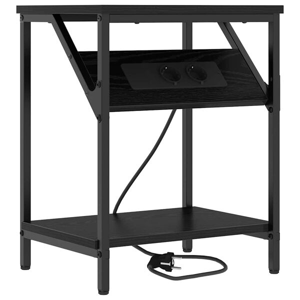 vidaXL Nočn&iacute; skř&iacute;ňka Čern&yacute; dub 38 x 30 x 48 cm kompozitn&iacute; dřevo