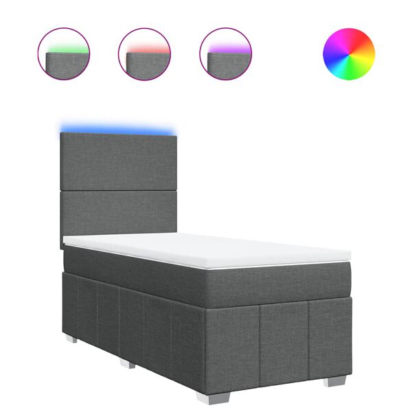 vidaXL Box spring postel s matrac&iacute; tmavě &scaron;ed&aacute; 90x190 cm textil