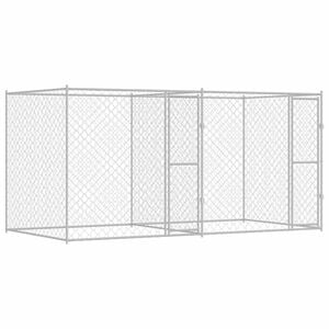 vidaXL Klec pro psa Stř&iacute;brn&aacute; 400 x 200 x 200 cm Pozinkovan&aacute; ocel
