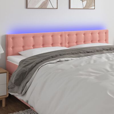 vidaXL Čelo postele s LED růžové 160x5x78/88 cm samet