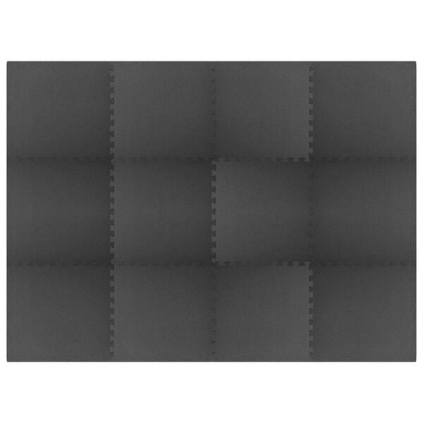 vidaXL Puzzle cvičebn&iacute; podložky 12 pcs Čern&aacute; 4,32 m&sup2; EVA pěna