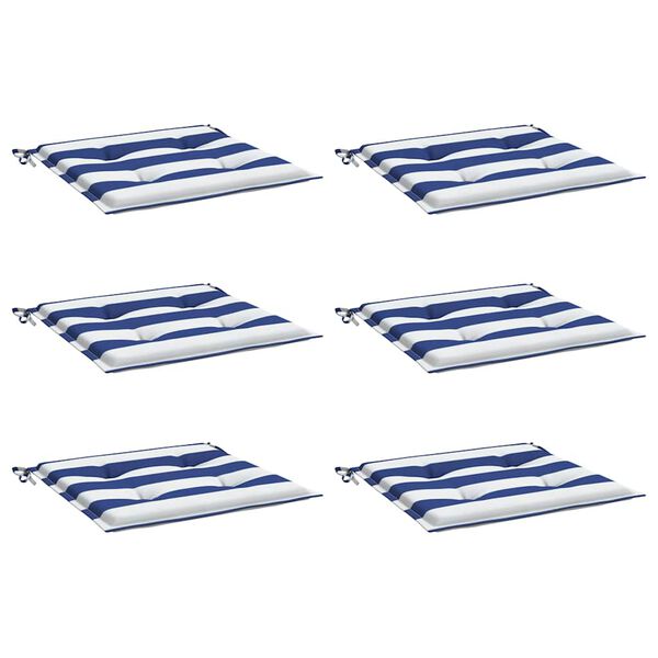 vidaXL Podu&scaron;ky na židli 6 ks modr&eacute; a b&iacute;l&eacute; pruhy 40x40x4 cm textil