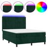 vidaXL Box spring postel s matrac&iacute; a LED tmavě zelen&aacute; 140x200 cm samet