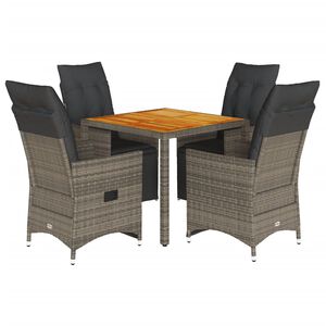 vidaXL 5d&iacute;ln&yacute; zahradn&iacute; bistro set s podu&scaron;kami &scaron;ed&yacute; polyratan