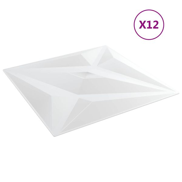 vidaXL N&aacute;stěnn&eacute; panely Hvězda 12 pcs B&iacute;l&aacute; hvězda 50 x 50 cm XPS pěna