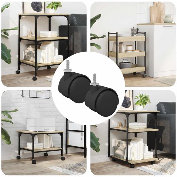 vidaXL Kolečko 2 pcs Čern&aacute; a stř&iacute;brn&aacute; 40,1 x 40,1 x 37,8 mm