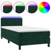vidaXL Box spring postel s matrac&iacute; a LED tmavě zelen&aacute; 90x200 cm samet
