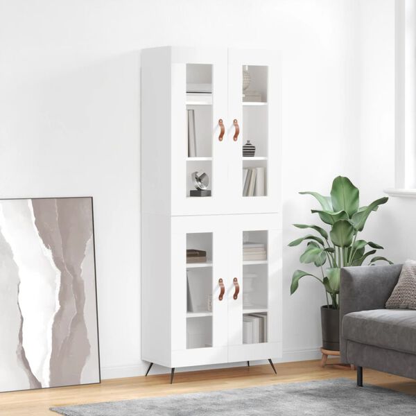 vidaXL Skř&iacute;ň highboard b&iacute;l&aacute; 69,5 x 34 x 180 cm kompozitn&iacute; dřevo