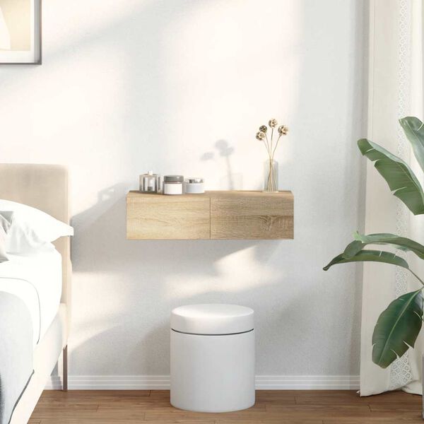 vidaXL Nástěnná police se zásuvkami dub sonoma 60x26,5x15 cm kompozit