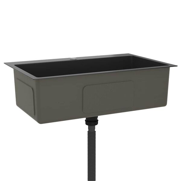 vidaXL Ručně vyrobený kuchyňský dřez černý nerezová ocel