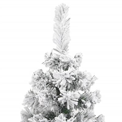 vidaXL Úzký umělý vánoční stromek zasněžený zelený 210 cm PVC