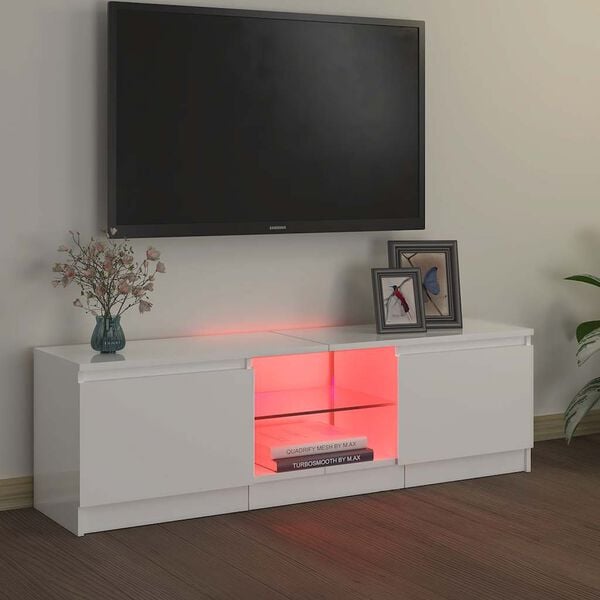 vidaXL TV skř&iacute;ňka s LED osvětlen&iacute;m b&iacute;l&aacute; vysok&yacute; lesk 120 x 30 x 36 cm