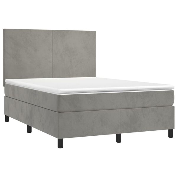 vidaXL Box spring postel s matrac&iacute; světle &scaron;ed&aacute; 140x190 cm samet