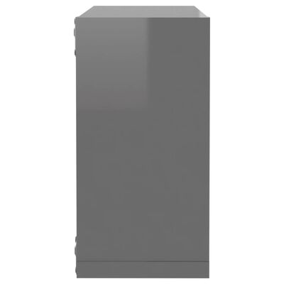 vidaXL Nástěnné police kostky 6 ks šedé s vysokým leskem 30x15x30 cm