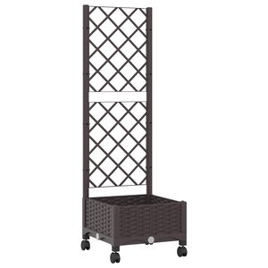 vidaXL Zahradn&iacute; truhl&iacute;k s trel&aacute;ž&iacute; a koly Hněd&aacute; 40 x 40 x 131,5 cm PP