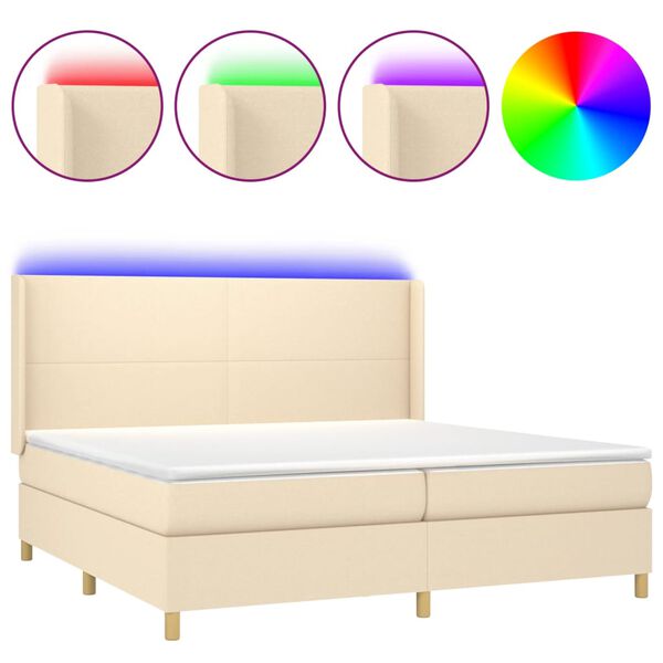 vidaXL Box spring postel s matrac&iacute; a LED kr&eacute;mov&aacute; 200x200 cm textil