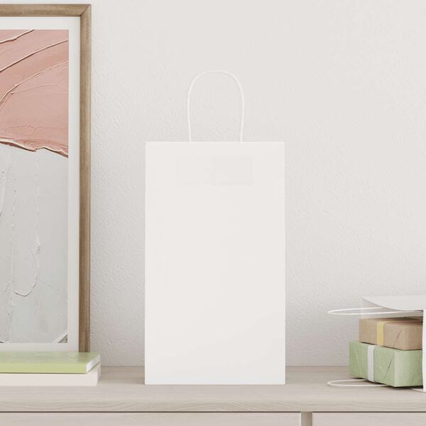 vidaXL Pap&iacute;rov&eacute; ta&scaron;ky 250 ks s uchy B&iacute;l&aacute; 21x11x36 cm