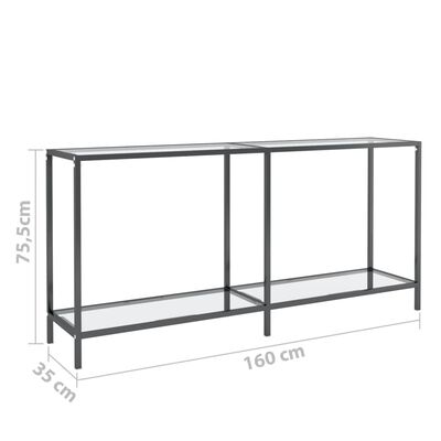vidaXL Konzolový stolek průhledný 160 x 35 x 75,5 cm tvrzené sklo