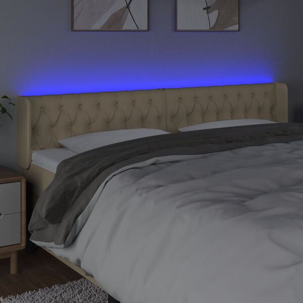vidaXL Čelo postele s LED kr&eacute;mov&eacute; 183 x 16 x 78/88 cm textil