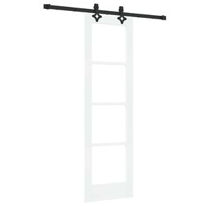 vidaXL Posuvn&eacute; dveře B&iacute;l&aacute; 61 x 198,5 cm Masivn&iacute; borov&eacute; dřevo a sklo