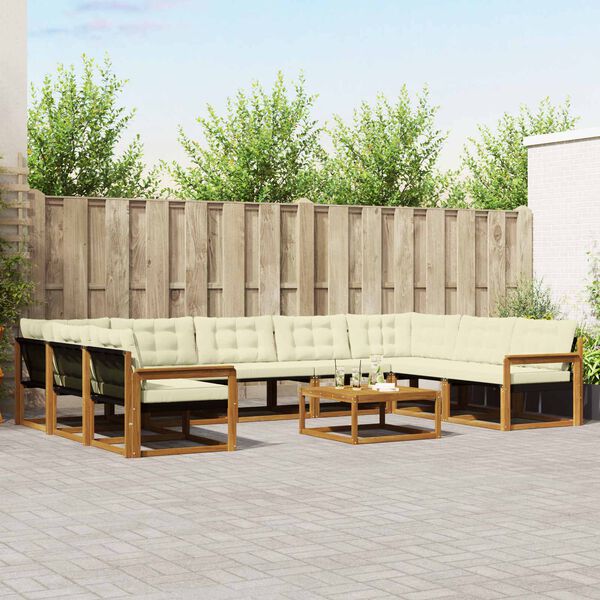 vidaXL Venkovn&iacute; pohovkov&aacute; souprava 10 pcs Přirozen&aacute; a Kr&eacute;mov&aacute;