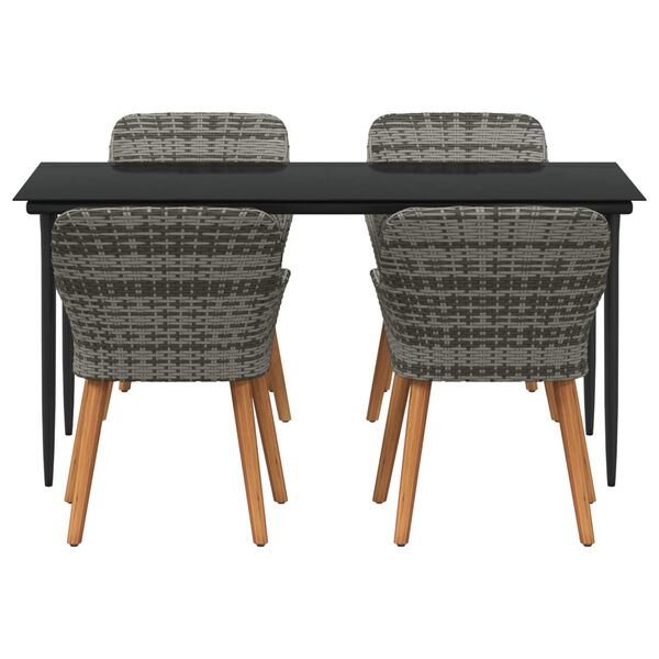 vidaXL Zahradn&iacute; j&iacute;deln&iacute; souprava s pol&scaron;t&aacute;řem 5 pcs &Scaron;ed&aacute; polyratan