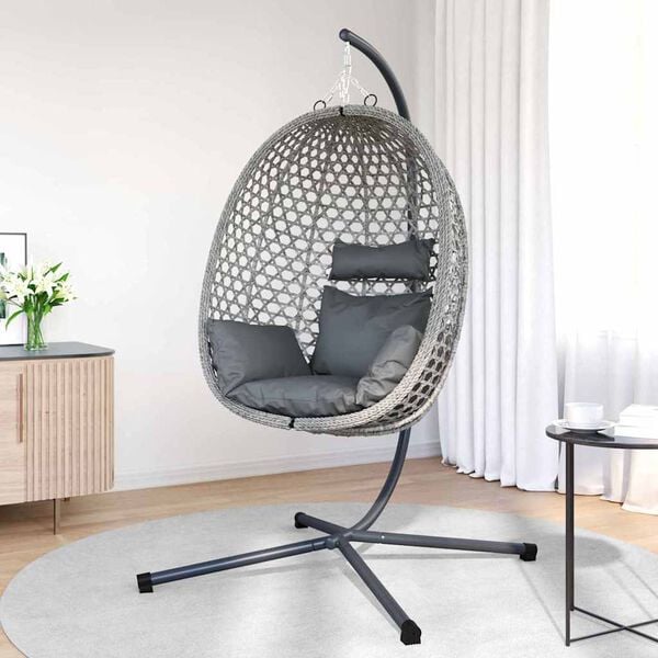 vidaXL Visející křeslo ve tvaru vejce antracitová a šedá