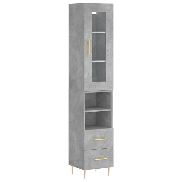 vidaXL Skříň highboard betonově šedá 34,5x34x180 cm kompozitní dřevo
