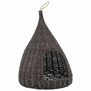 vidaXL Domeček pro kočky s podu&scaron;kou &scaron;ed&yacute; 40 x 60 cm př&iacute;rodn&iacute; vrba t&yacute;p&iacute;