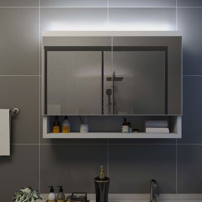 vidaXL LED koupelnová zrcadlová skříňka bílá 80 x 15 x 60 cm MDF