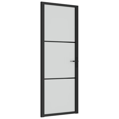 vidaXL Interiérové dveře 76 x 201,5 cm černé matné sklo a hliník