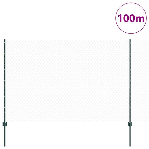 vidaXL Plot s sloupkem Zelen&aacute; 1,5 x 100 m Ocel a PVC