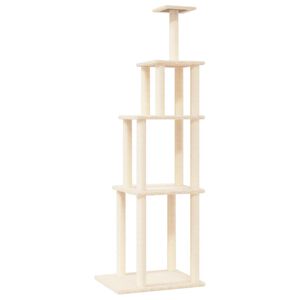 vidaXL &Scaron;krabadlo pro kočky se sisalov&yacute;mi sloupky kr&eacute;mov&eacute; 183 cm