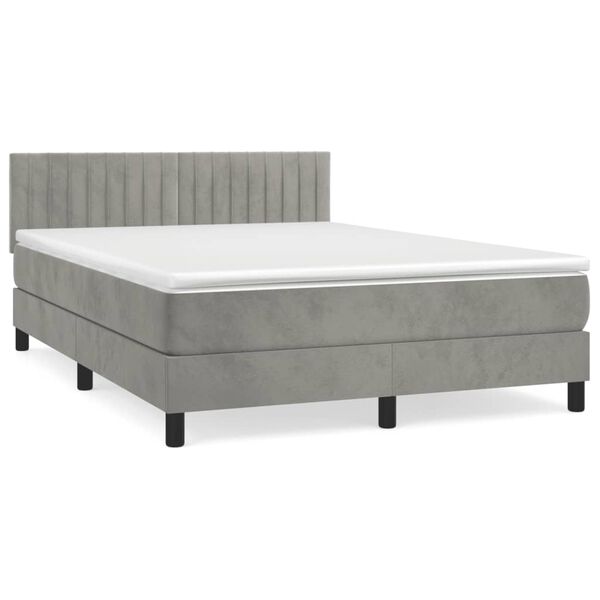 vidaXL Box spring postel s matrac&iacute; světle &scaron;ed&aacute; 140x190 cm samet