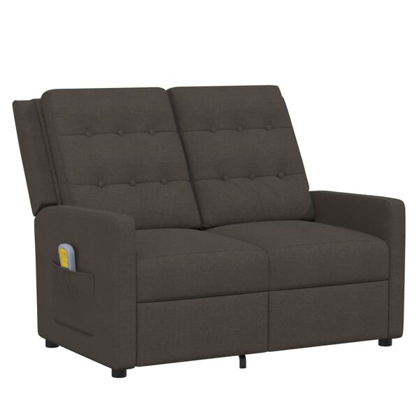 vidaXL 2místné masážní polohovací křeslo hnědé textil