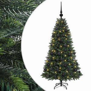 vidaXL Uměl&yacute; v&aacute;nočn&iacute; stromek s baňkami 120 cm 150 LED Tepl&aacute; b&iacute;l&aacute;
