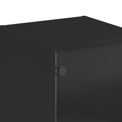 vidaXL Highboard se skleněnými dvířky černý 35 x 37 x 142 cm