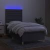 vidaXL Box spring postel s matrac&iacute; a LED tmavě &scaron;ed&aacute; 80 x 200 cm textil